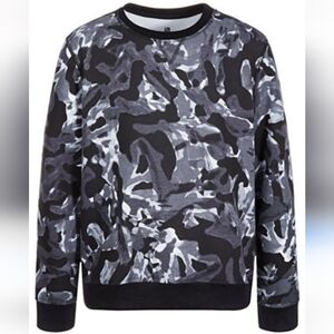 NWT Ideology Boys Crew Neck Fleece Lined Abstract Camo Pullover Gray Black
